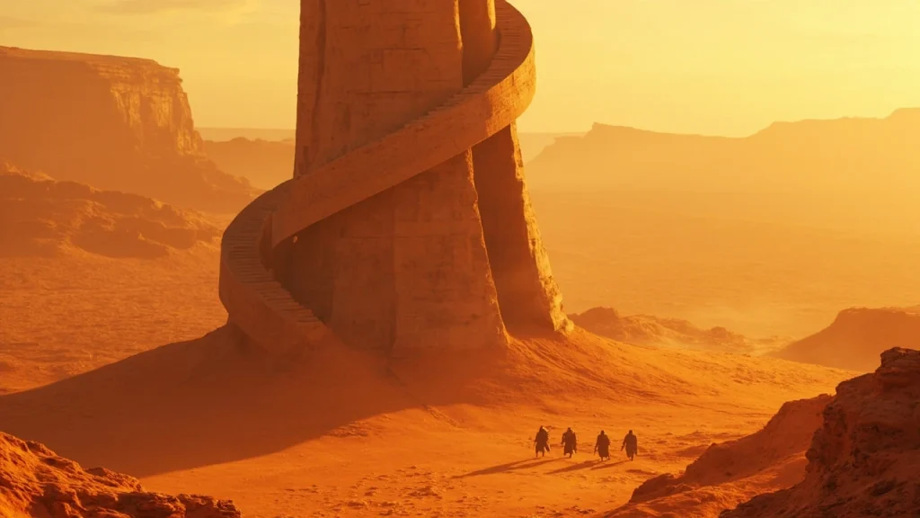 Spire of the Sun landmark in Crimson Desert's desert open world