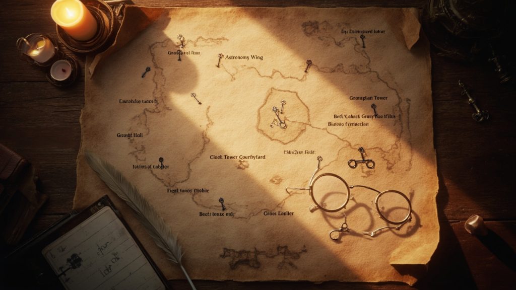 Daedalian keys locations map of Hogwarts Castle in Hogwarts Legacy