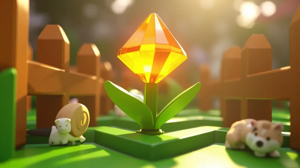 Ember Lily growing in a Roblox Grow a Garden plot